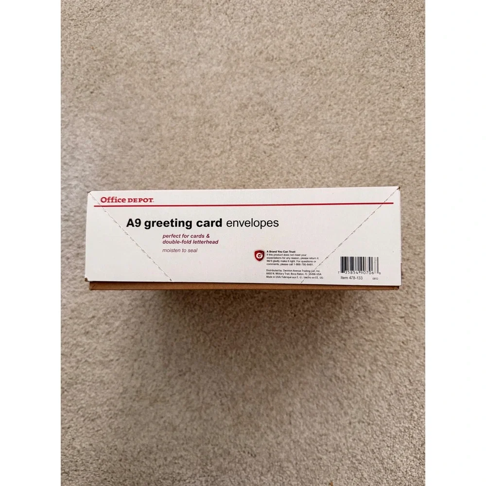 Office Depot A9 Greeting Card Envelopes 100ct Ivory 5.75x8.75 Specialty 24lb